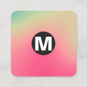 Cartão De Visita Quadrado Monograma da Spot Círculo - Gradientes Suaves Ocup