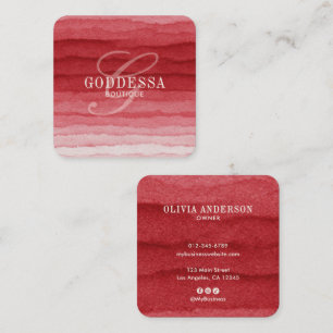 Cartão De Visita Quadrado Monograma de Aquarela Moderna Butique/Moda