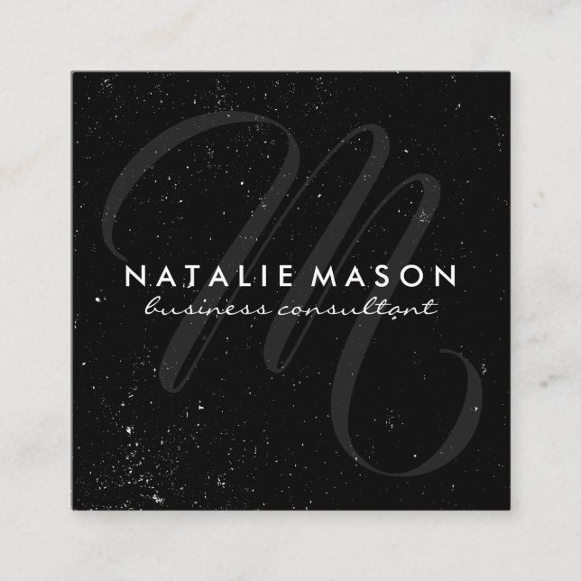 Cartão De Visita Quadrado Monograma de Script com Especkles (Frente)