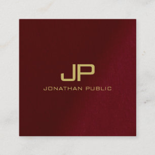 Cartão De Visita Quadrado Monograma de Texto Dourado Elegante Personalizado