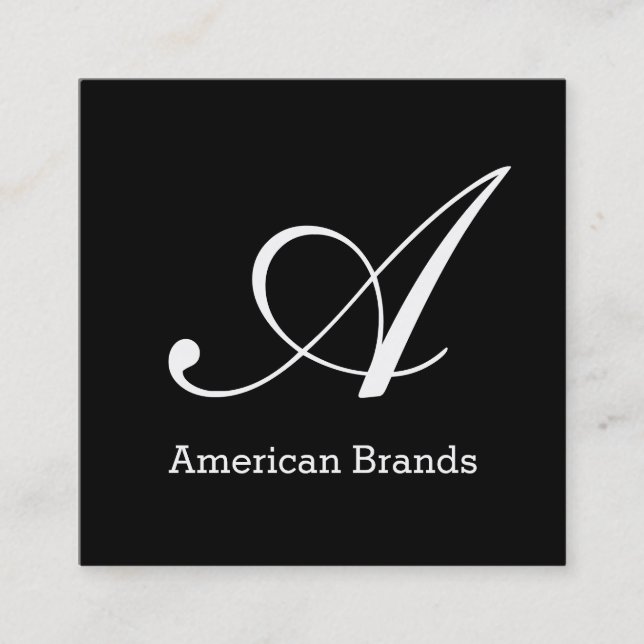 Cartão De Visita Quadrado Monograma de tipo grave (variação 3) (Frente)