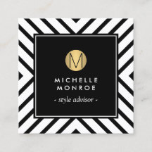 Monograma do Círculo Dourado do Padrão Preto/Branc