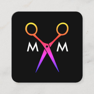 Cartão De Visita Quadrado Monograma do Salon Shears
