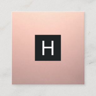 Cartão De Visita Quadrado Monograma Dourado de Cobre Moderno Simples