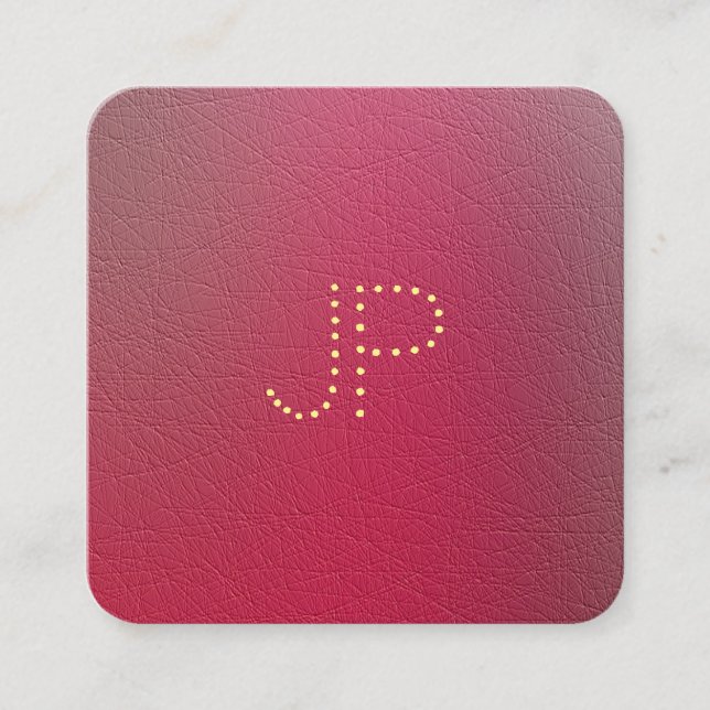 Cartão De Visita Quadrado Monograma Dourado Texturizado Modelo de aparência  (Frente)