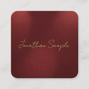 Cartão De Visita Quadrado Monograma Elegante de Texto Dourado Faux Corner Ar