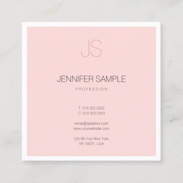 Cartão De Visita Quadrado Monograma Elegante, Design de luxo elegante (Frente)