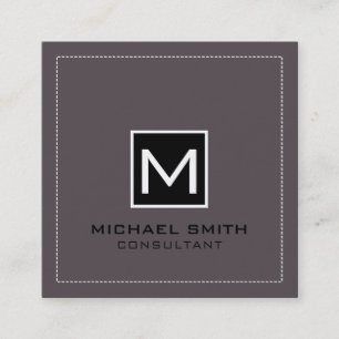 Cartão De Visita Quadrado Monograma Elegante Moderno Fígado Negro