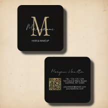 Monograma Elegante QR Preto Dourado