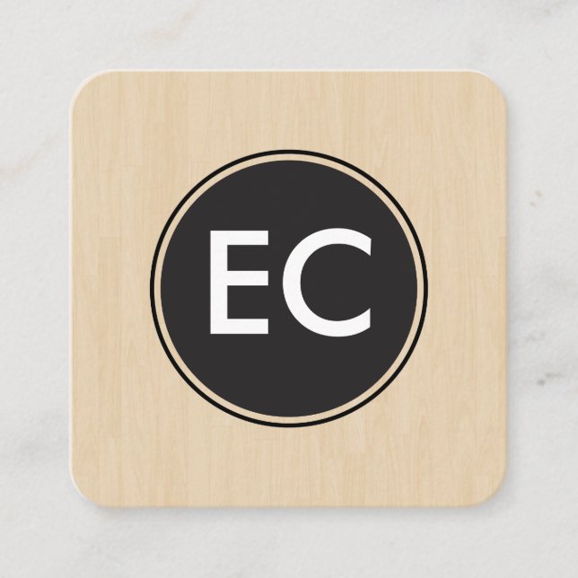 Cartão De Visita Quadrado Monograma Madeira (Frente)