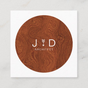 Cartão De Visita Quadrado Monograma mínimo, Russo, Moderno de Trendy Woodgra