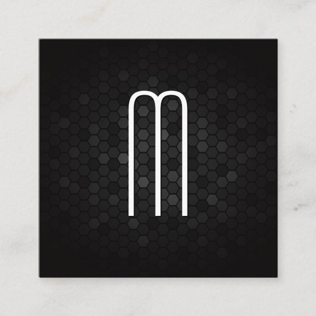 Cartão De Visita Quadrado Monograma Moderno Grande | Antecedentes geométrico (Frente)