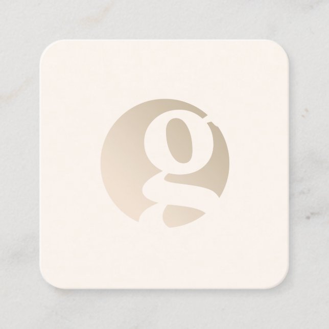 Cartão De Visita Quadrado Monograma moderno mínimo dourado   (Frente)