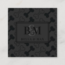 Monograma Moderno Preto em Cachorro Negro Padrão Ó