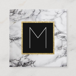 Cartão De Visita Quadrado monograma no mármore