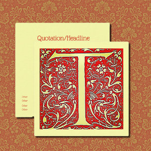 Cartão De Visita Quadrado Monograma ornamentado antigo - T maiúsculo Quadrad