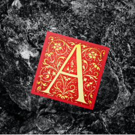 Cartão De Visita Quadrado Monograma ornamental antigo - A maiúsculo