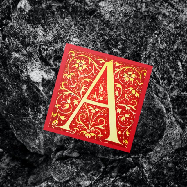 Cartão De Visita Quadrado Monograma ornamental antigo - maiúsculo A (Criador carregado)