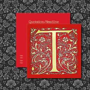 Cartão De Visita Quadrado Monograma ornamental antigo - maiúsculo T