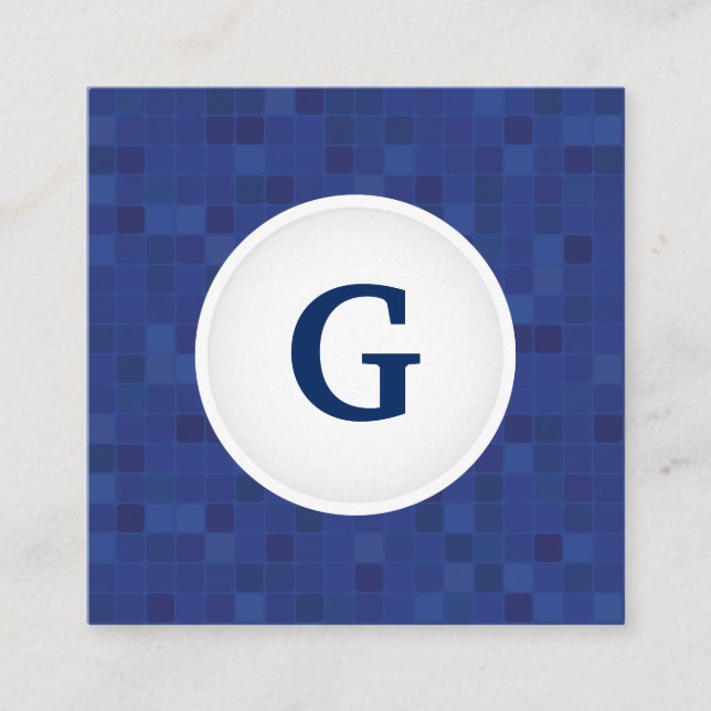 Cartão De Visita Quadrado Monograma personalizado com padrão de pixel do mos (Frente)