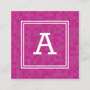 Cartão De Visita Quadrado Monograma personalizado de pixels de mosaico cor-d