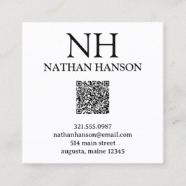 Cartão De Visita Quadrado Monograma preto e branco simples moderno