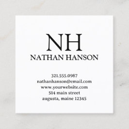Cartão De Visita Quadrado Monograma preto e branco simples moderno