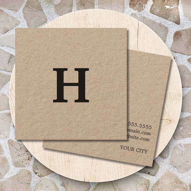 Cartão De Visita Quadrado Monograma preto mínimo Elegante profissional (Criador carregado)