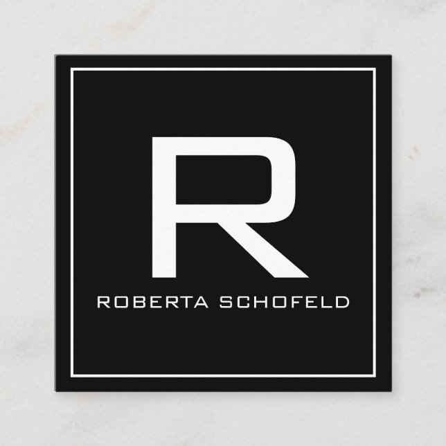 Cartão De Visita Quadrado Monograma preto profissional moderno (Frente)