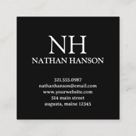 Cartão De Visita Quadrado Monograma preto simples moderno