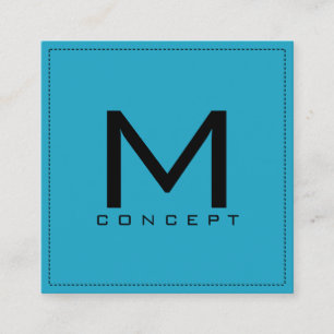 Cartão De Visita Quadrado Monograma Professional Elegant Ball Blue
