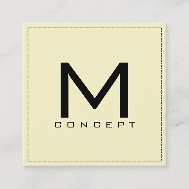 Cartão De Visita Quadrado Monograma Professional Elegant Modern Creme (Frente)