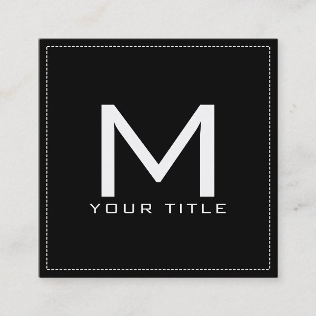 Cartão De Visita Quadrado Monograma Professional Elegante Moderno Preto (Frente)