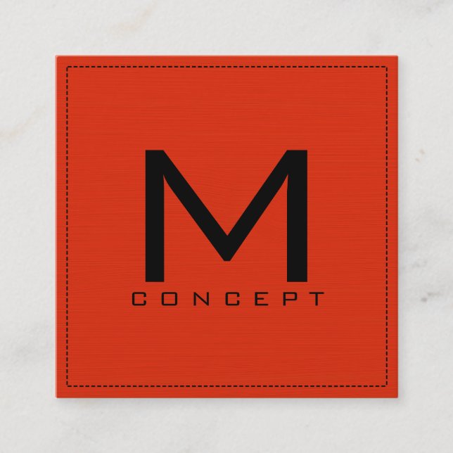 Cartão De Visita Quadrado Monograma Professional Elegante Vermelho Moderno (Frente)