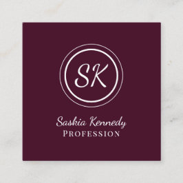 Cartão De Visita Quadrado Monograma Profissional de Script Red Brown Elegant
