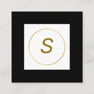 Cartão De Visita Quadrado monograma simples e mínimo de ouro personalizado 