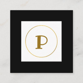 Cartão De Visita Quadrado monograma simples e mínimo de ouro personalizado c