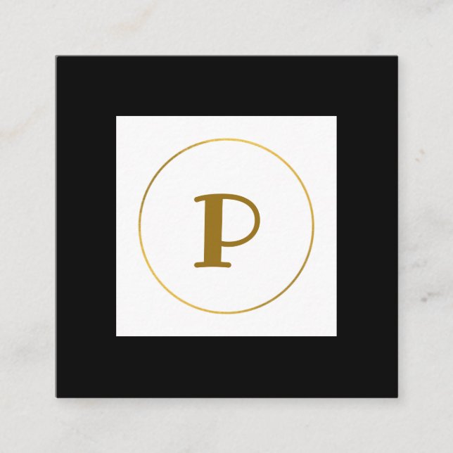 Cartão De Visita Quadrado monograma simples e mínimo de ouro personalizado c (Frente)