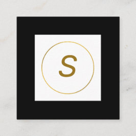 Cartão De Visita Quadrado monograma simples e mínimo de ouro personalizado c