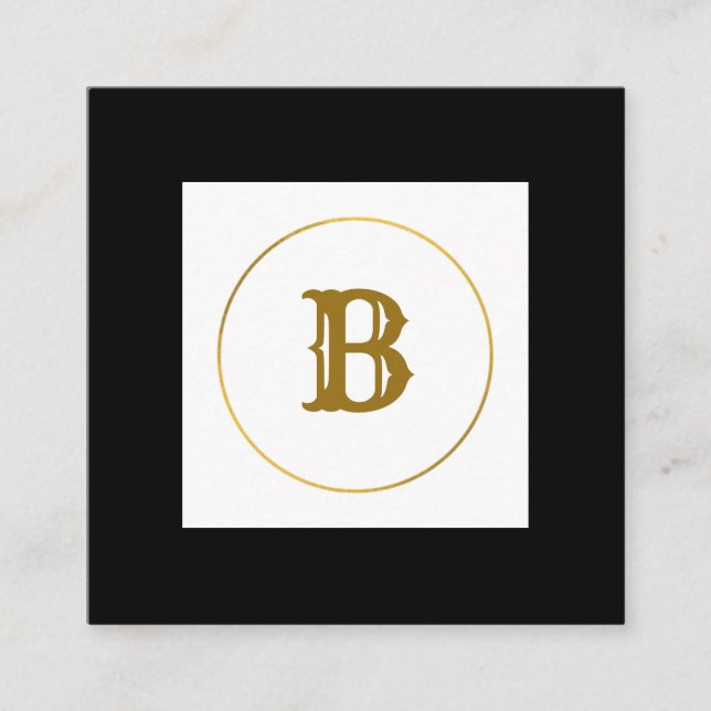Cartão De Visita Quadrado monograma simples e mínimo de ouro personalizado c (Frente)