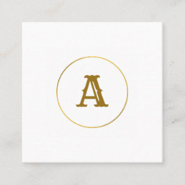 Cartão De Visita Quadrado monograma simples e mínimo de ouro personalizado c