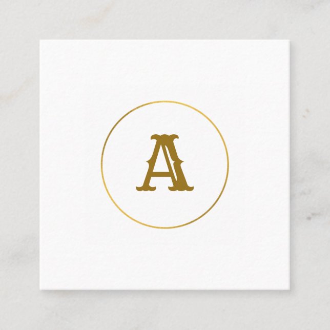 Cartão De Visita Quadrado monograma simples e mínimo de ouro personalizado c (Frente)