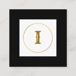 Cartão De Visita Quadrado monograma simples e mínimo de ouro personalizado c