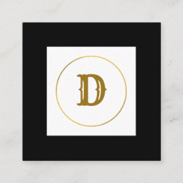 Cartão De Visita Quadrado monograma simples e mínimo de ouro personalizado c