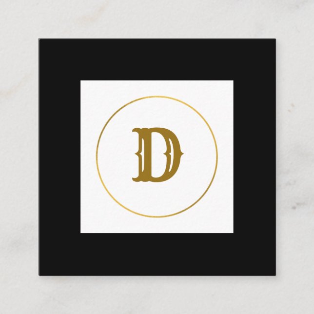 Cartão De Visita Quadrado monograma simples e mínimo de ouro personalizado c (Frente)