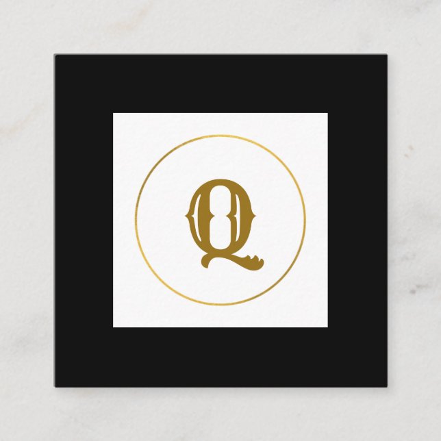Cartão De Visita Quadrado monograma simples e mínimo de ouro personalizado c (Frente)