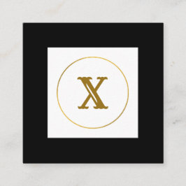 Cartão De Visita Quadrado monograma simples e mínimo de ouro personalizado c