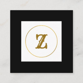 Cartão De Visita Quadrado monograma simples e mínimo de ouro personalizado c