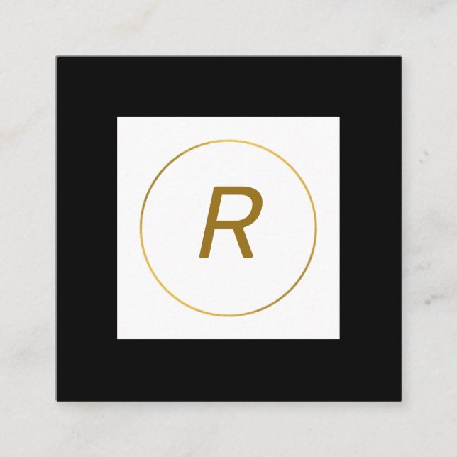 Cartão De Visita Quadrado monograma simples e mínimo de ouro personalizado c (Frente)