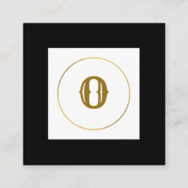 Cartão De Visita Quadrado monograma simples e mínimo de ouro personalizado c